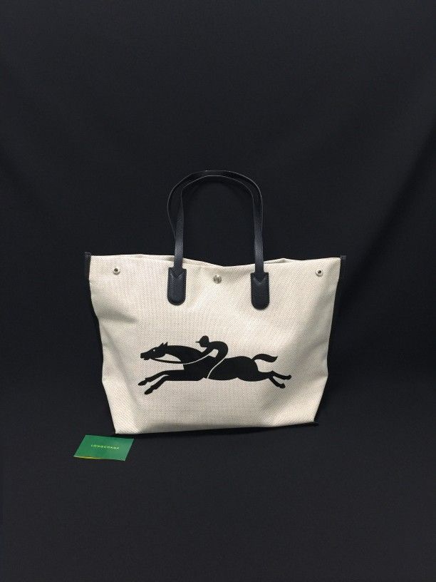 Longchamp Large Canvas Tote Shoulder Bag Travel Bags