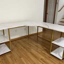 Modern L Shaped Desk With Shelves