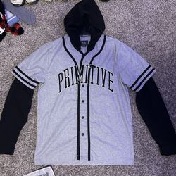 Primitive Skateboarding Hoodie baseball jersey Black And Grey