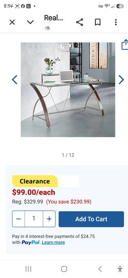 Glass Top Desk with Metal and Wood Frame