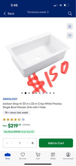 SINKOLOGY Jackson Drop-In 33-in x 22-in Crisp White Fireclay Single Bowl Kitchen Sink with 1-Hole