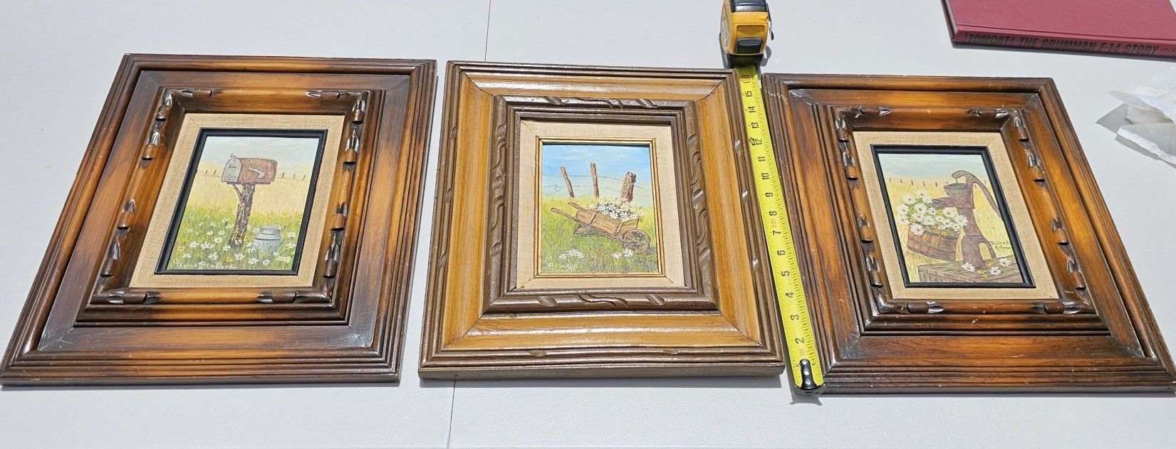 3 Vintage Paintings Signed By Artist Thelma B. Emmons, With Original Vintage Wooden Frames!!!!!