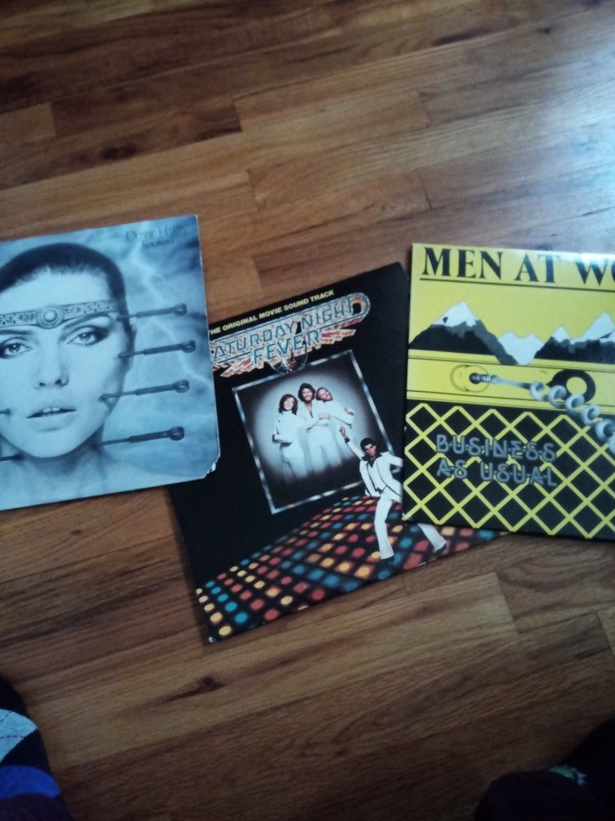 3 Vinyls Saturday Night Fever Men At Work Debbie Harry All For $25