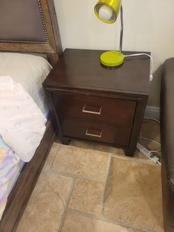 Dark Wood 2-Drawer Nightstand