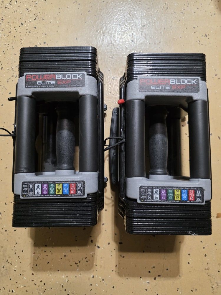 PowerBlock Elite EXP Adjustable Dumbbells (5-50 lbs Pair!) - Home Gym