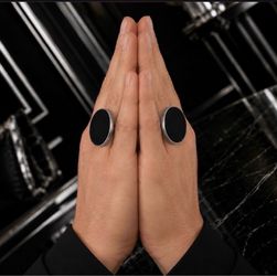 8 8.5 9 Handmade Ring Black Onyx Gem Solid 925 Sterling Silver Gemstone Fine Art UNISEX Men Women Original Natural Statement Grounding HILLCREST