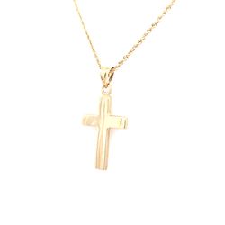 Elegant 10K Gold Cross Pendant With 10K Rope Chain 20"