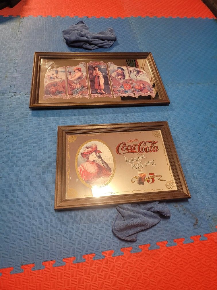 2 Vintage Coca-Cola Painted Mirrors