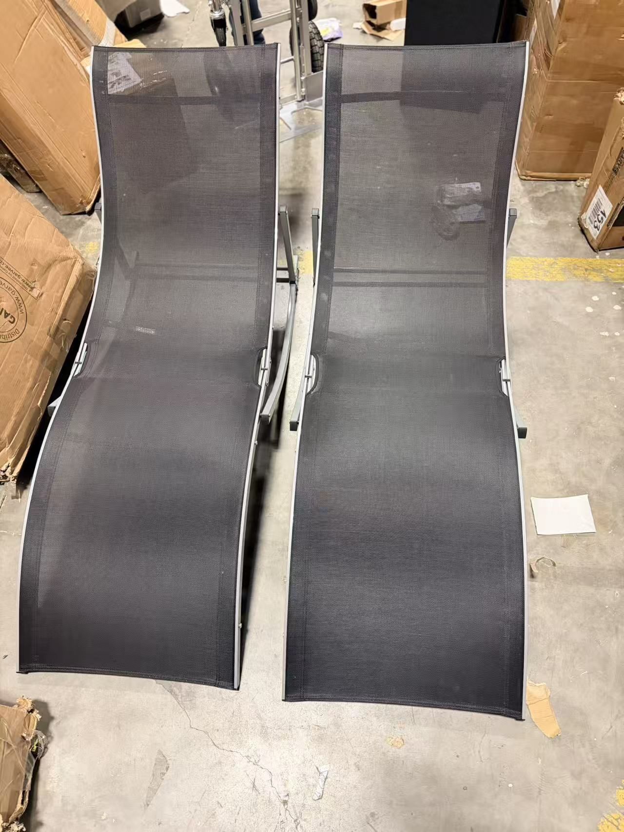 Set of 2 adjustable recliners, beach and pool loungers for garden and patio, black $120 