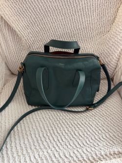 Fossil Green Leather Satchel Handbag