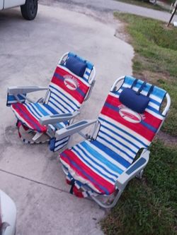 2 MATCH SET TOMMY BAHAMA BACK PACK BEACH CAMPING CHAIRS 18 EACH FIRMPAID 89 EACH
