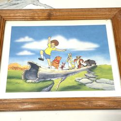 VINTAGE DISNEY FRAMED PRINT WINNIE THE POOH, TIGGER, AND FRIENDS