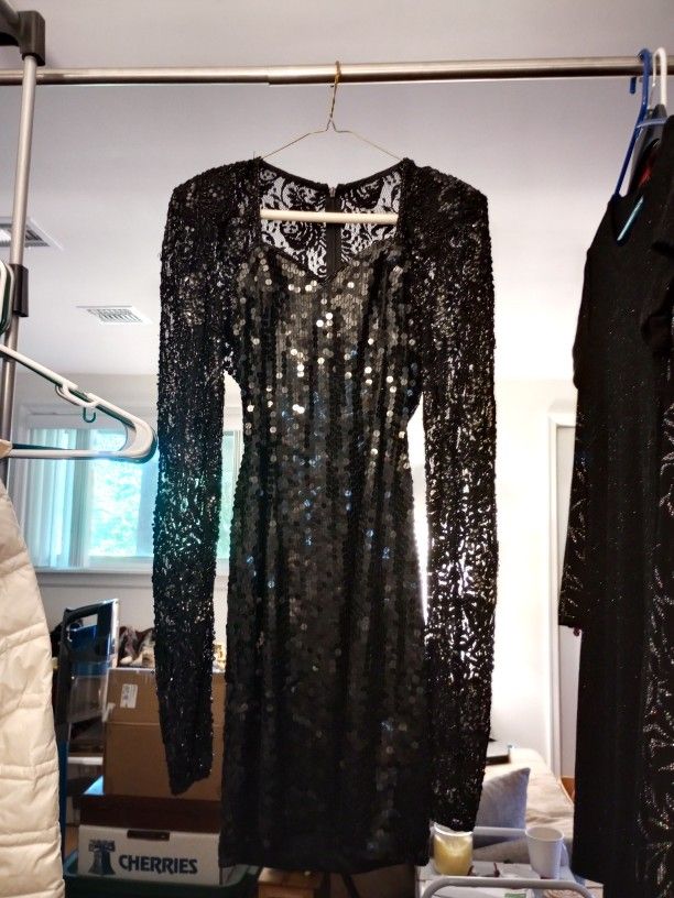 Little Black Sequined Dress 