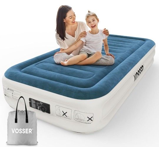 Brand New! Twin Air Mattress with Built-in Pump,Fast & Easy Inflation/Deflation Inflatable Mattress, Foldable Blow Up Mattress with Storage Bag, Infla