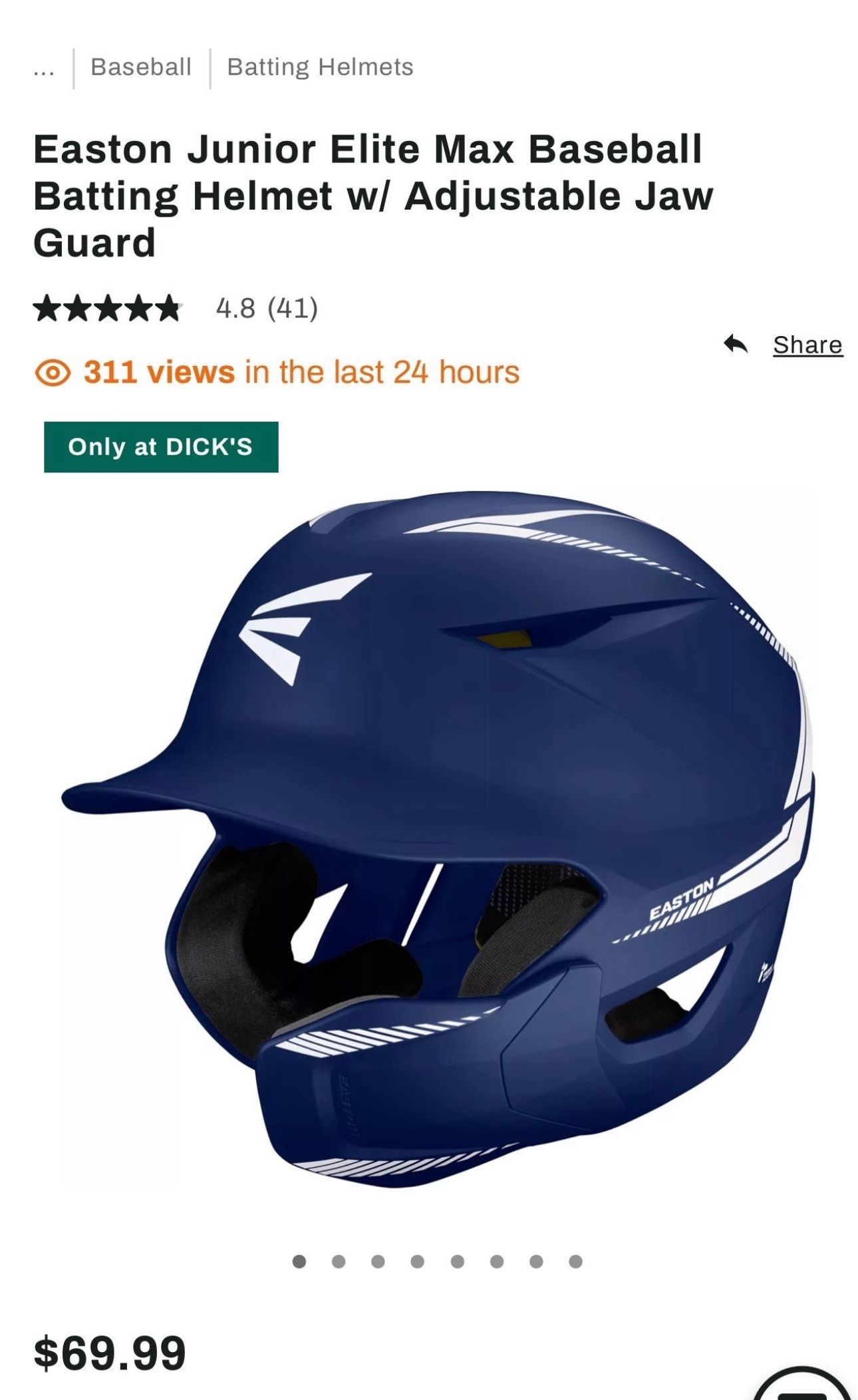 Easton Jr Baseball Helmet