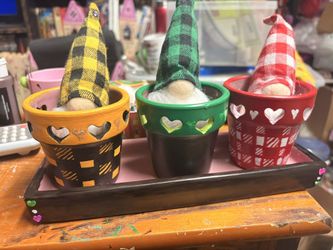3 Gnomes In Pots