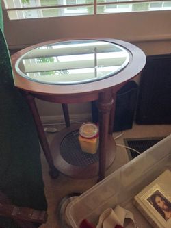 End Table Glass and Wood $10