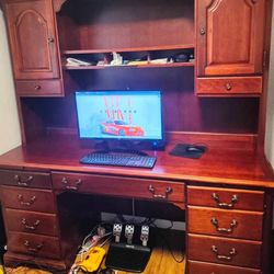 Solid Computer Desk with Hutch