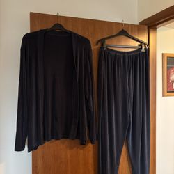 Citiknit’s Two Pieces Set ; Long Sleeve Cardigan & Wide Leg Pants 3XL