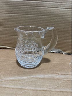 Vintage Cut Crystal Creamer Pitcher Cream Jug Clear Glass 5” Heavy Elegant