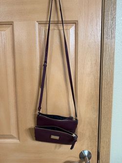 Calvin Klein Small Burgundy Crossbody Bag with Gold Hardware