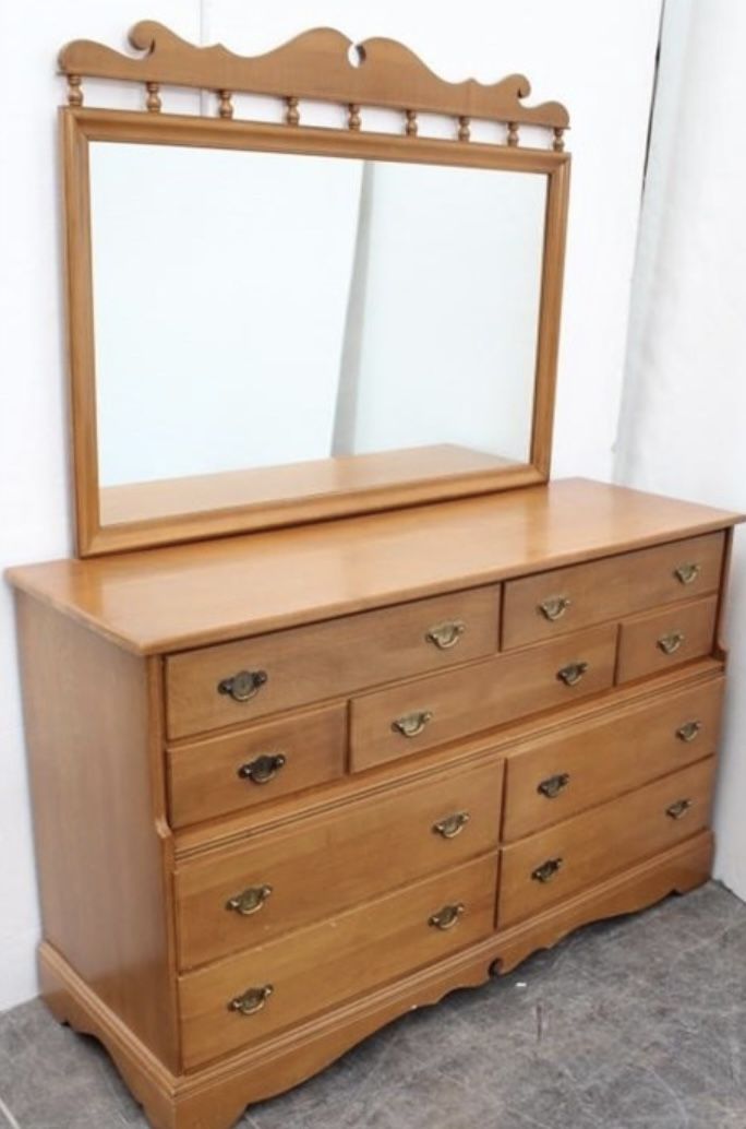 Colonial Craft Solid Maple Dresser & Mirror