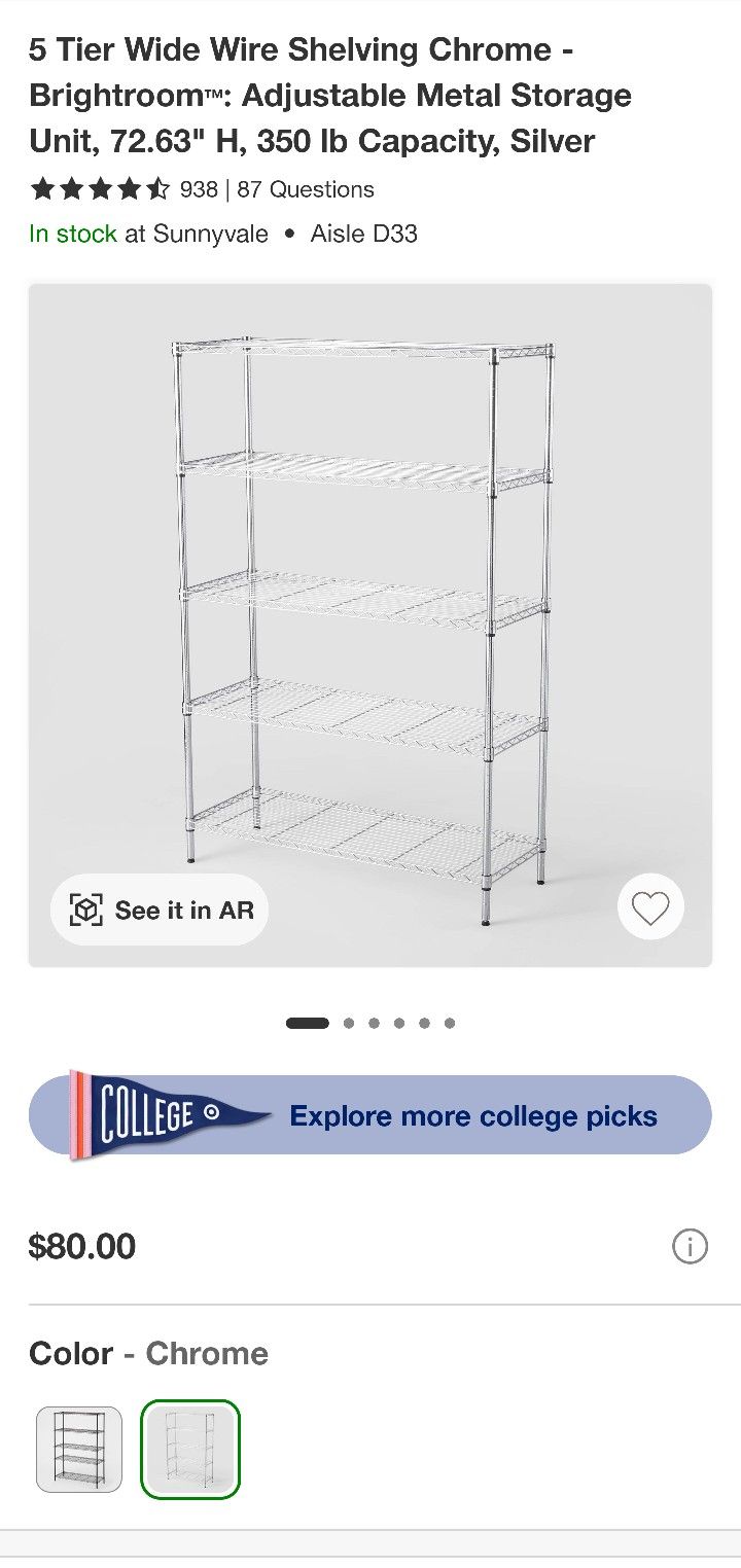 2 Heavy Duty 5-Tier Wide Wire Shelvings For $70