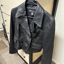 INC International Concepts Women’s Leather Jacket Black – Excellent Condition