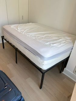 Full size bed frame and nice mattress $180