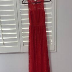 Lacy Red Sleeveless Evening Dress--size S