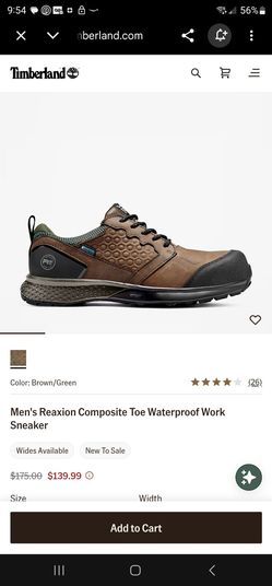 Brand New Timberland Men's Reaction Waterproof Work Sneakers – Size 10