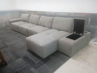 Free Delivery Today! Beautiful Movie theater style sectional. Speakers, Bluetooth, USB, wall plug, adjustable back.  Large sofa
