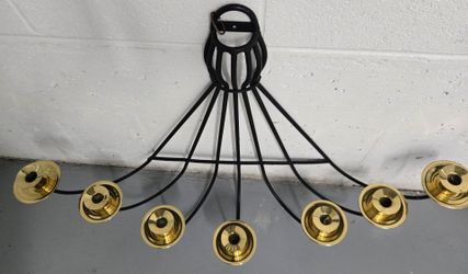 Black Metal Wall Sconce Candelabra with Brass Holders