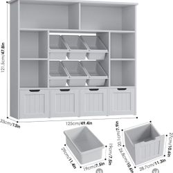 π₯¨Toy Storage Organizer with 6 Toy Bins, Toy Organizer Kids Bookshelf with 4 Movable Drawers and 6 Storage Cubbies, Toy Bins for Kids Organizer Playro