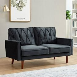 Loveseat Tufted Black NEW 