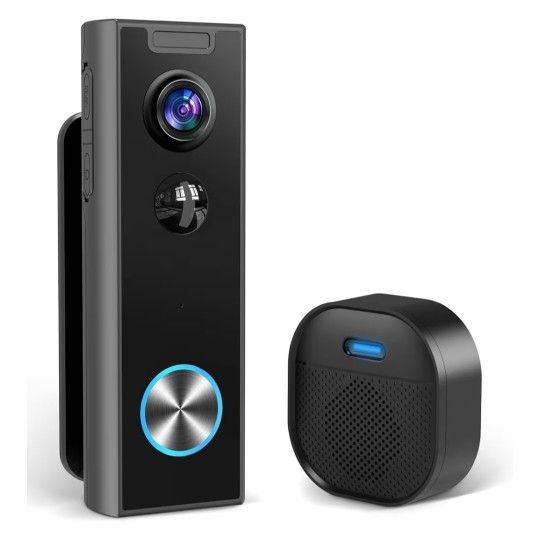 Doorbell Camera Wireless, Video Doorbell Wireless, 2-Way Audio/Battery Operated/2K HD & Night Vision/AI&PIR Detection/2.4GHz WiFi