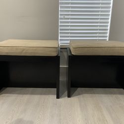Two Dining Bench Chairs With Cushions 