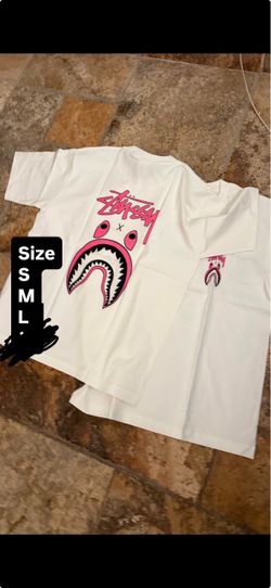 Stussy x BAPE Shark Graphic T-Shirt White