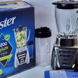 Oster Blender | Pro 1200 with Glass Jar, 24-Ounce Smoothie Cup, Brushed Nickel #906