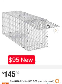vevor Live Animal Cage Trap 50 in. x 20 in. x 26 in. Humane Cat Trap Galvanized Iron Folding Animal Trap with Handle #33b imp i6