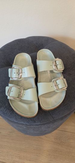 Birkenstock Arizona Big Buckle Turquoise Blue Leather Sandals. Size 38 In Great Condition