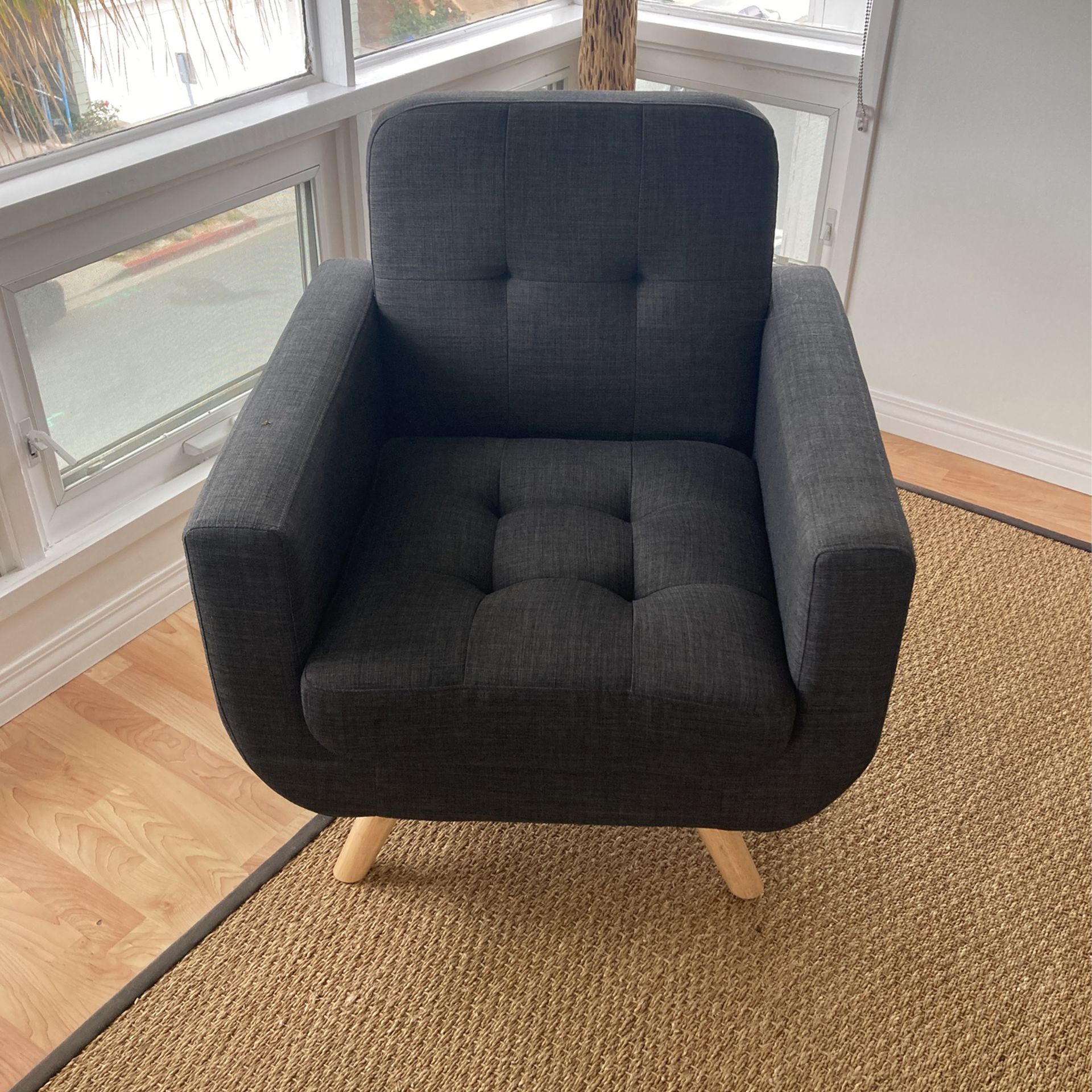 Blue Gray Armrest Chair 