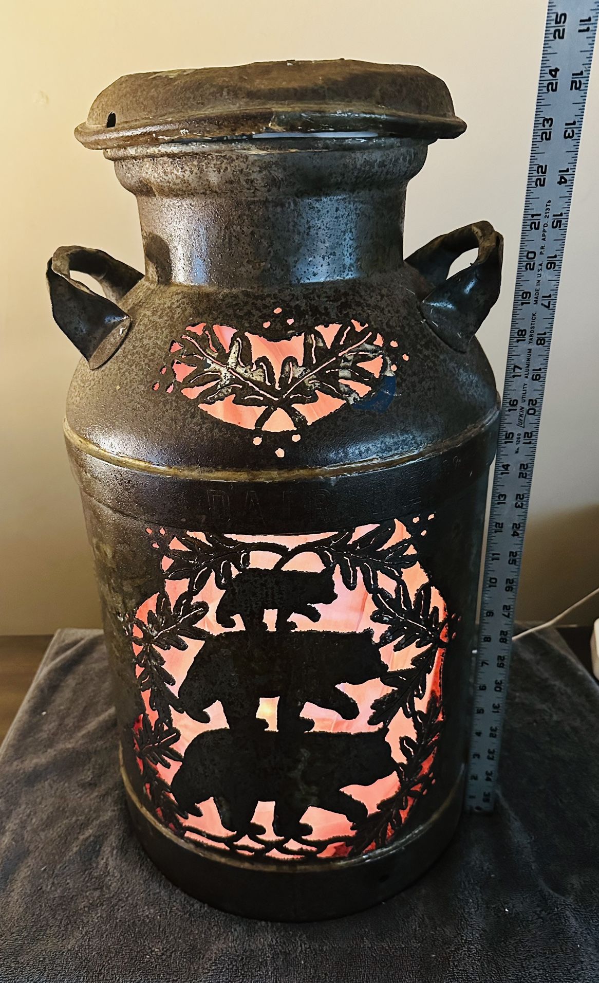 Antique Milk Container Metal Art