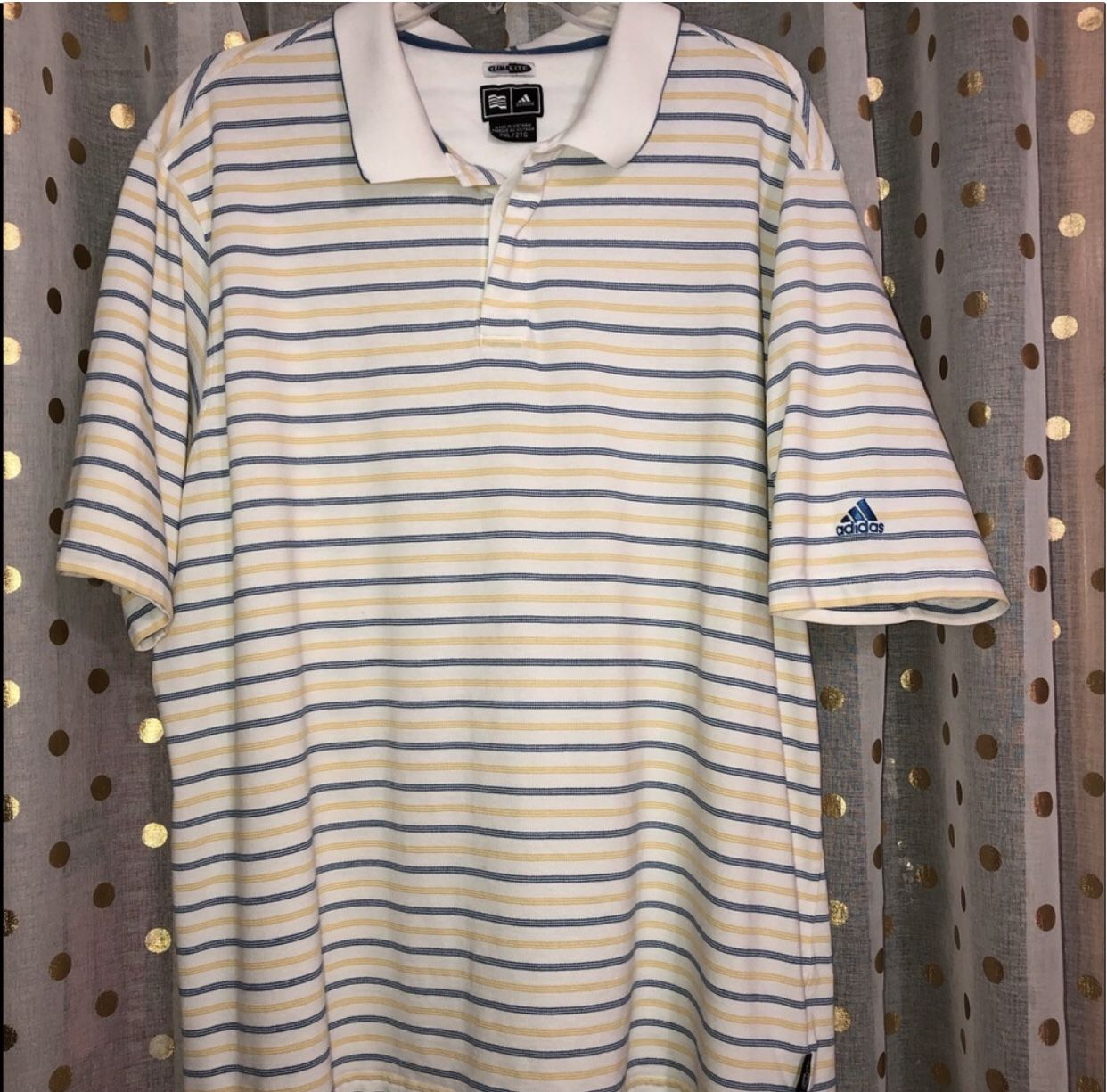 Mens Adidas CLIMALITE Size 2XL Striped Polo Shirt 