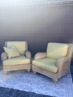 Pair of Henry Link Oversized Woven Lounge Chairs