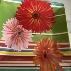 Beautiful Floral Serving Platter 15 X 15