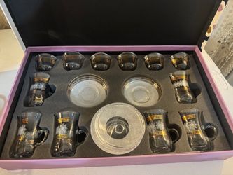 Turkish Tea Glass Set with Saucers