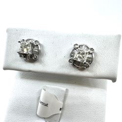 Natural Diamond stud Earrings Princess Cut 