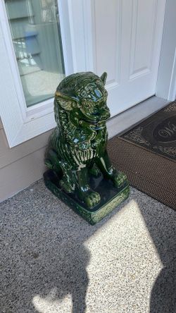 Hand Carved Green Foo Dog