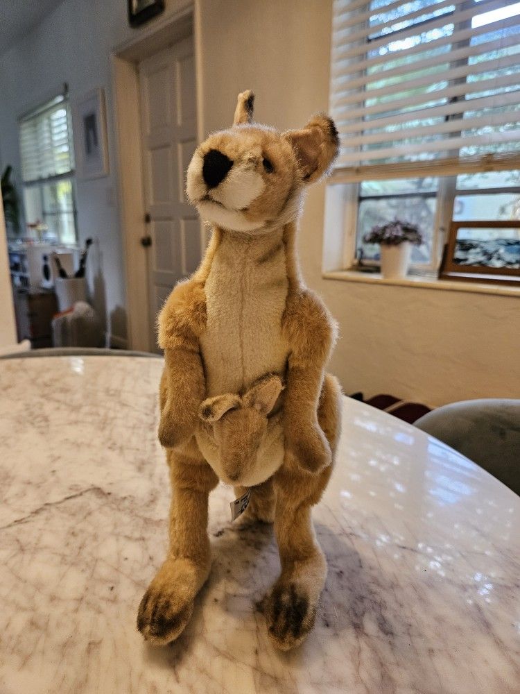 Stuffed Animal Plush Giraffee With Baby In Pouch